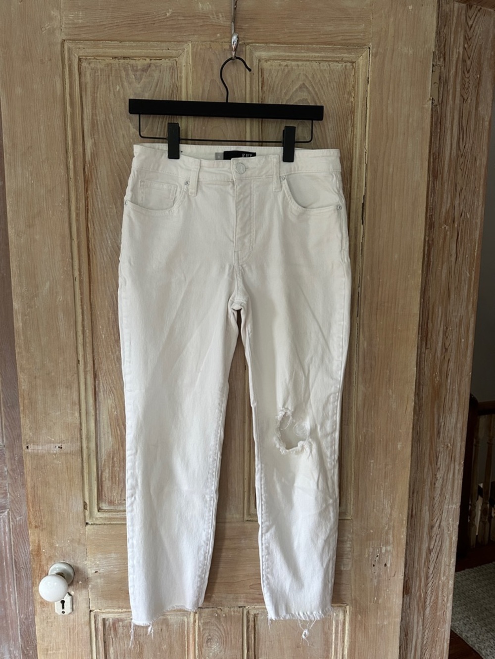 Kut from the Kloth White Straight-Leg Distressed Jeans